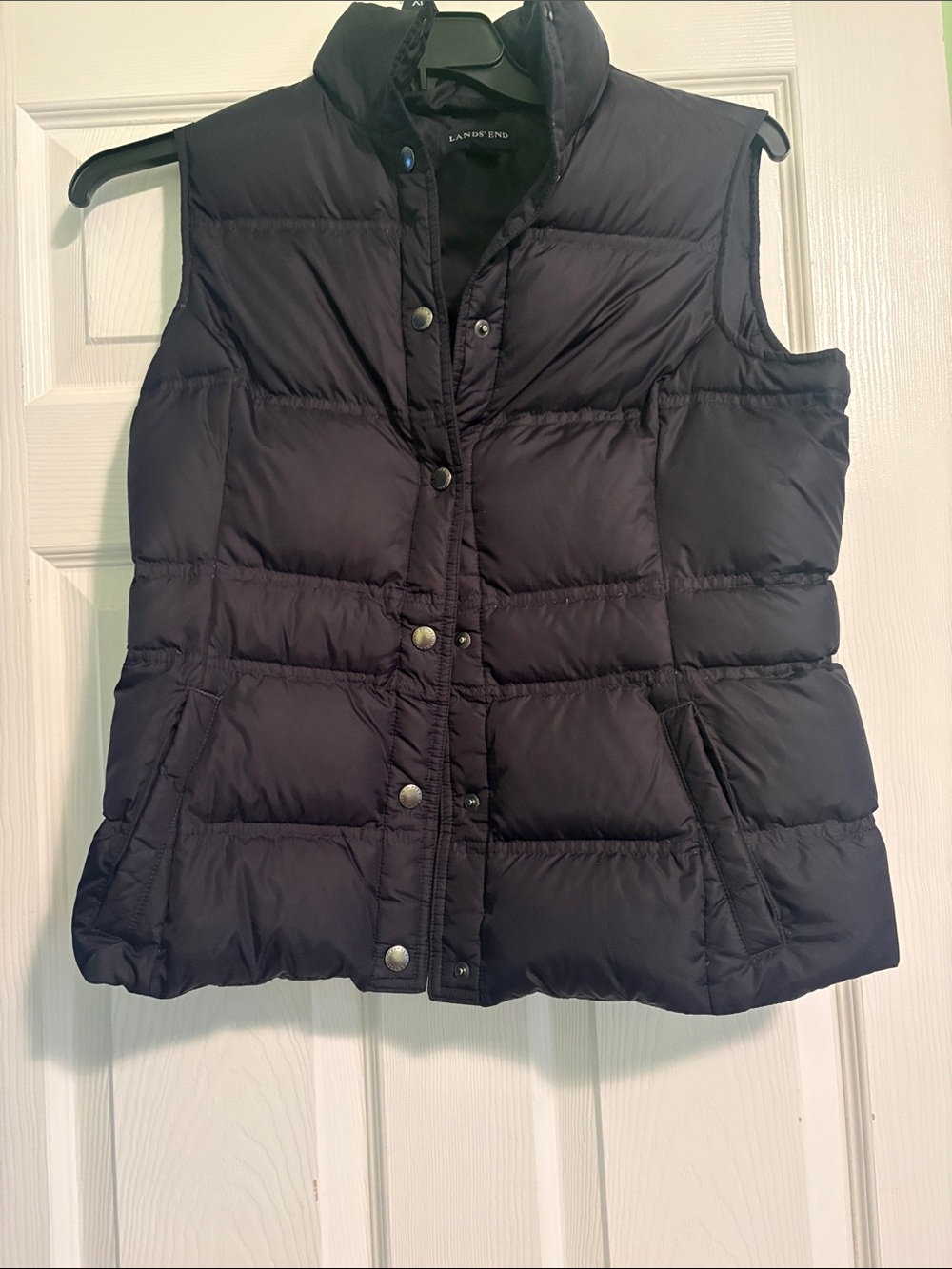 Lands' End Women's Down Quilted Puffer Vest in Black